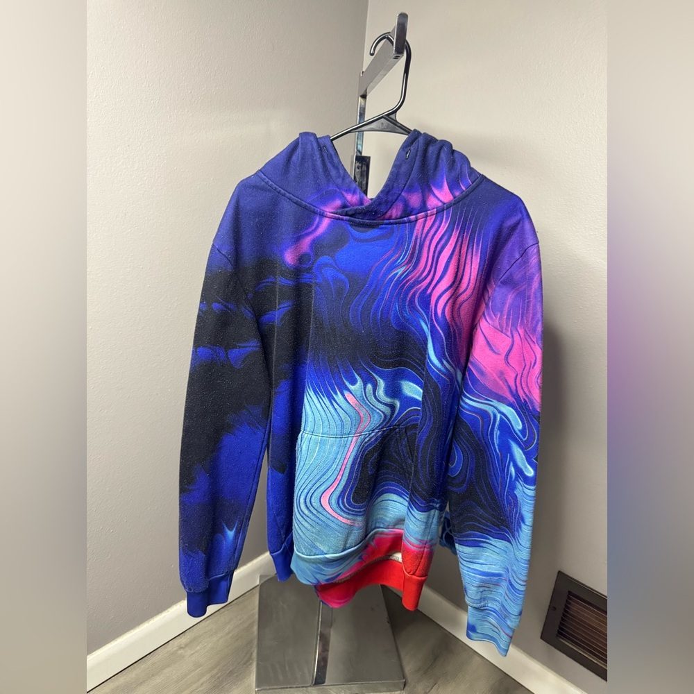 Abstract Blue & Pink Pullover Hoodie